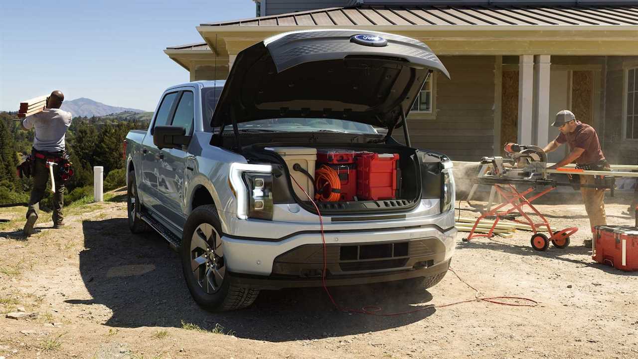 2022 Ford F-150 Lightning electric pickup truck work site