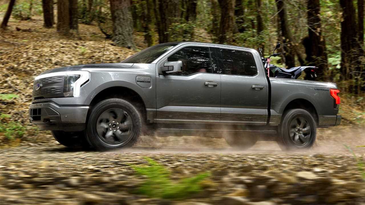 2022 Ford F-150 Lightning electric pickup truck driving off road