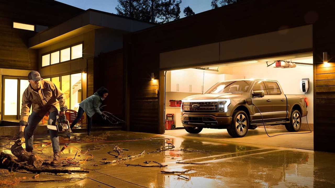 2022 Ford F-150 Lightning electric pickup truck charging