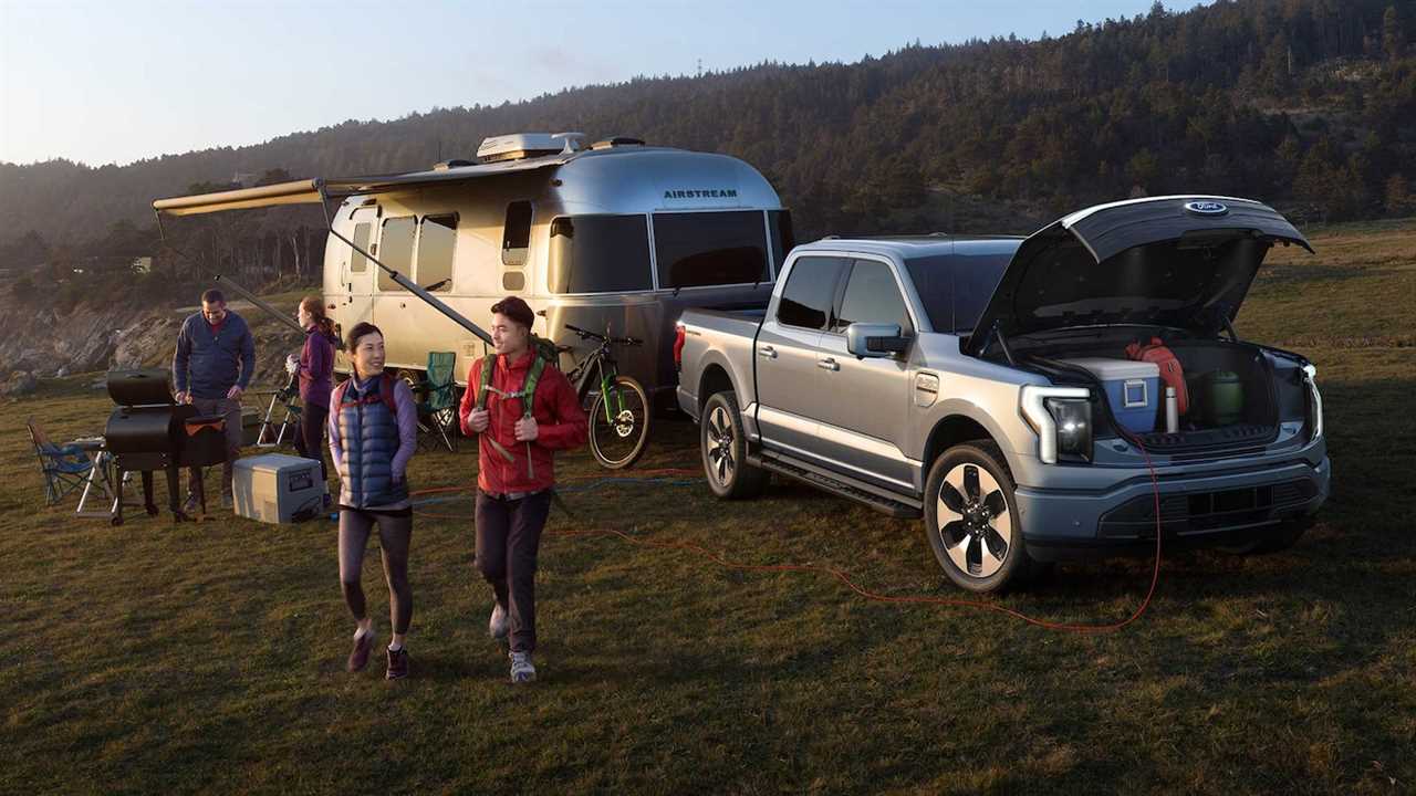 2022 Ford F-150 Lightning electric pickup truck camping