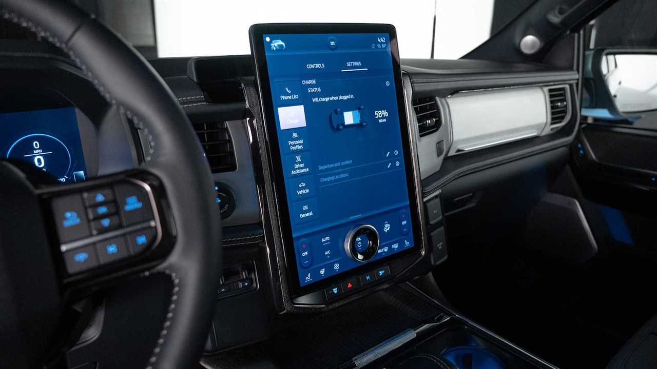 2022 Ford F-150 Lightning touchscreen detail