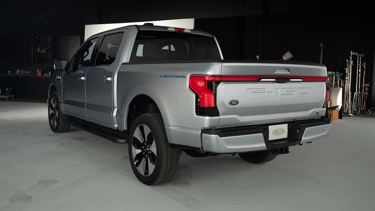 2022 Ford F-150 Lightning rear three quarter view