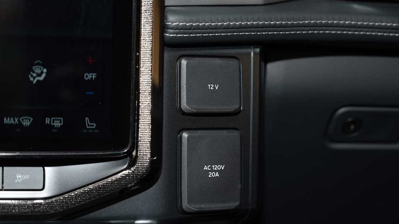 2022 Ford F-150 Lightning interior power outlets