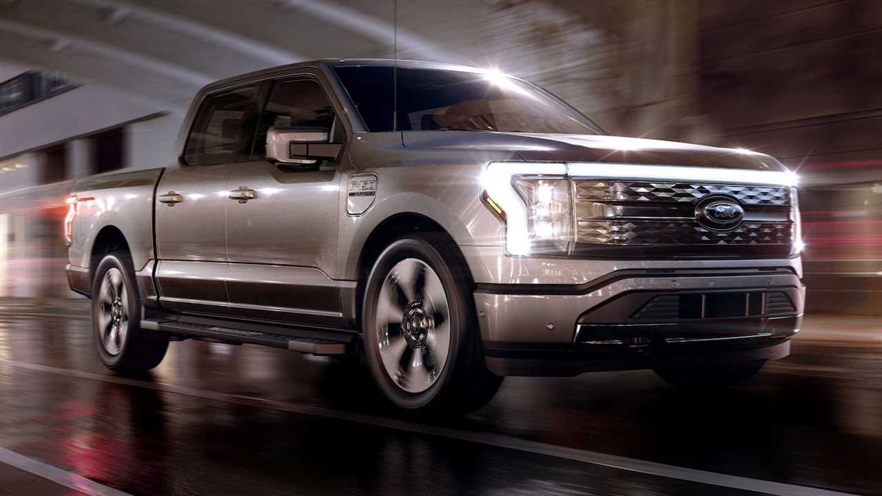 2022 Ford F-150 Lightning electric pickup truck driving