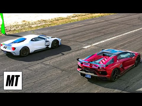 Lamborghini Aventador vs Ford GT Drag Race! | Top Gear America | 24/7 Cars